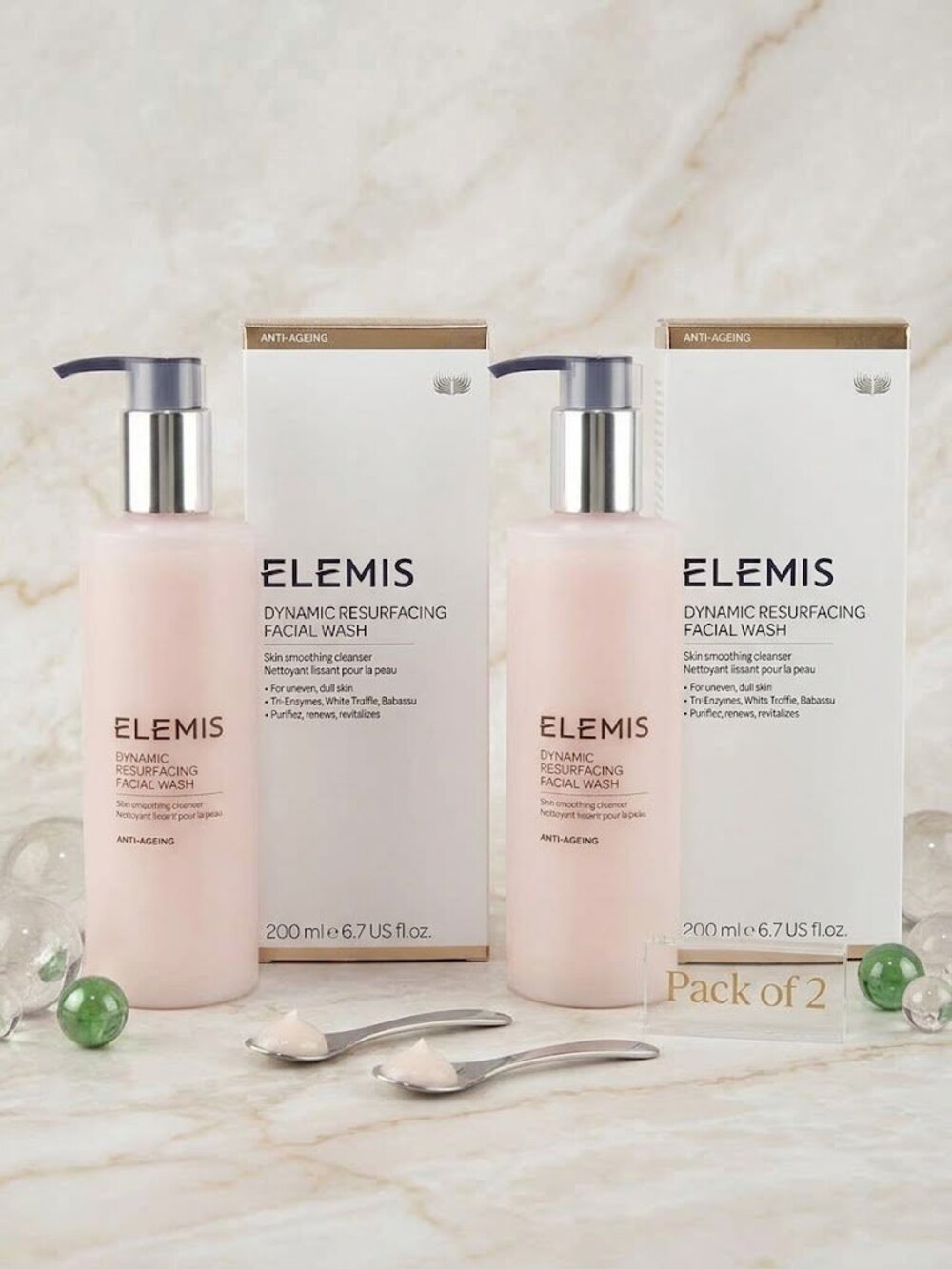 ELEMIS Dynamic Resurfacing Facial Wash 200ml / 6.7 fl oz Pack of 2 NEW